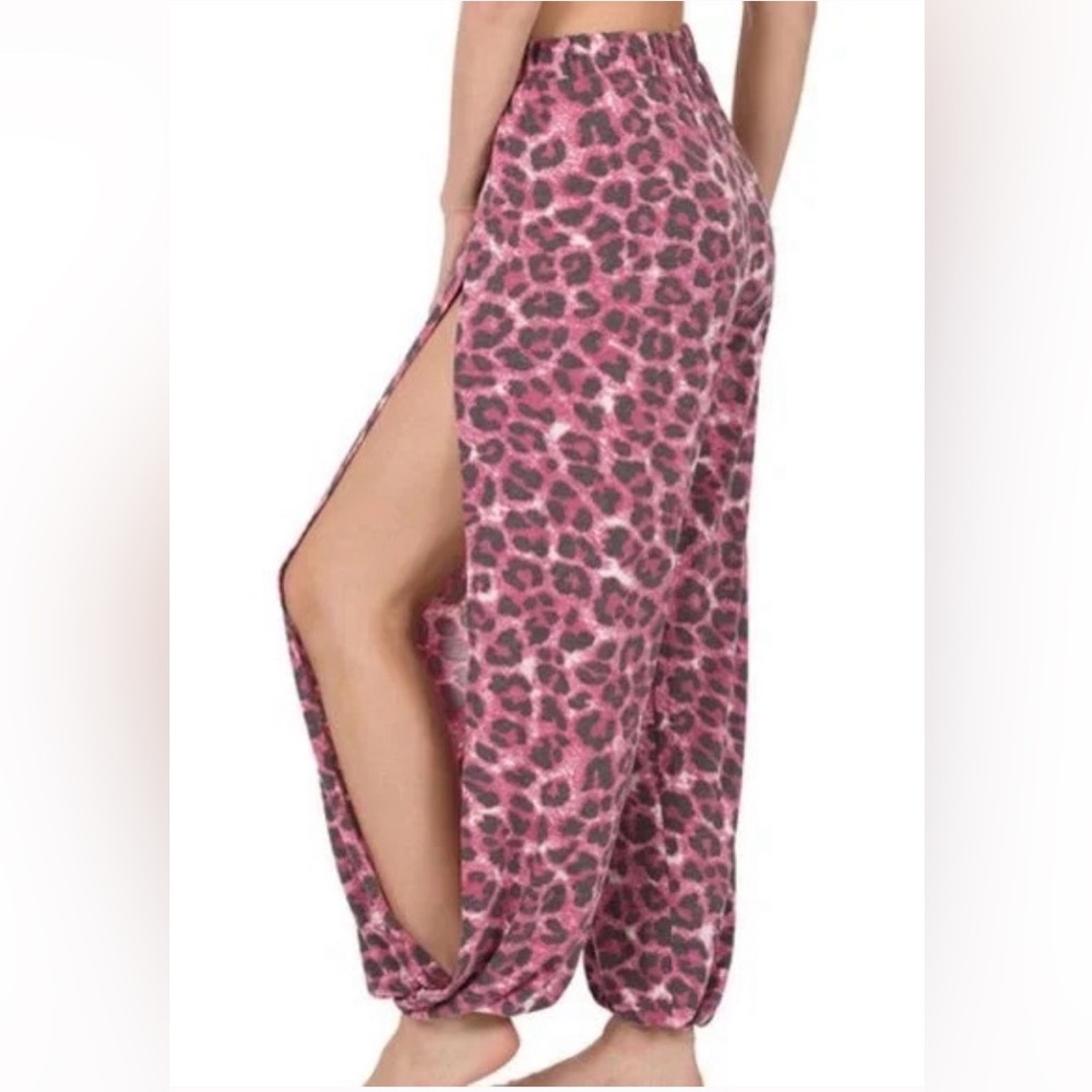 Zenana Outfitters Pink Leopard pajama pants Size L boho sleepwear